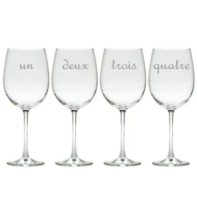 Wine Glass Gift Set with French Numbers, 4 pieces