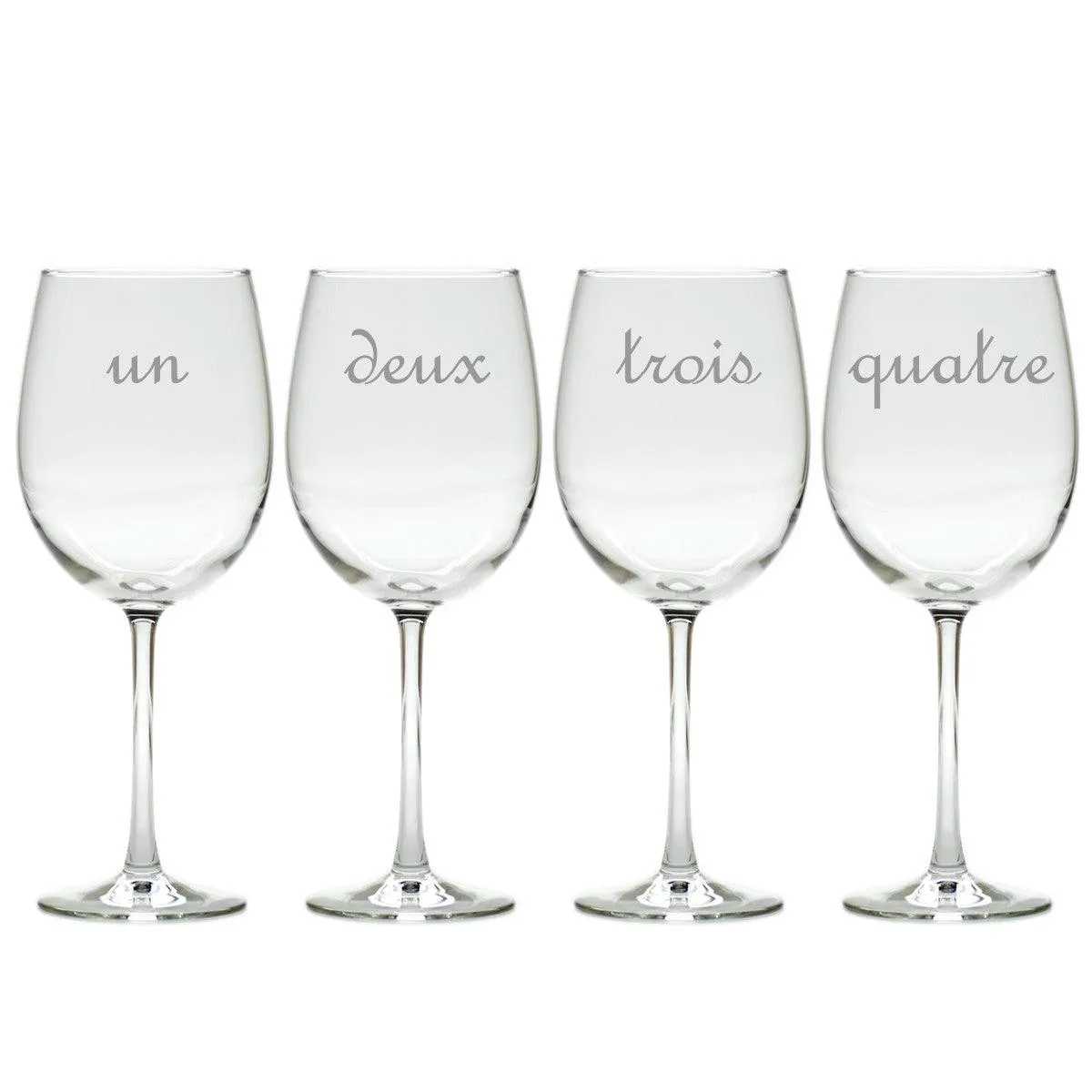 Wine Glass Gift Set with French Numbers, 4 pieces