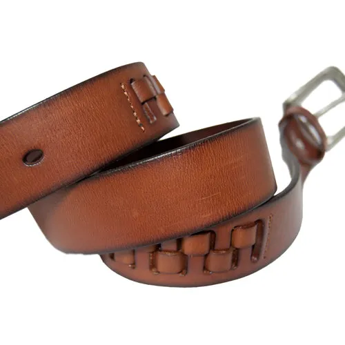 Woven Khaki Leather Belt